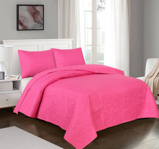 Elegant Pink  Plain- 3 PCS Summer Comforter Set (Light Filling)
