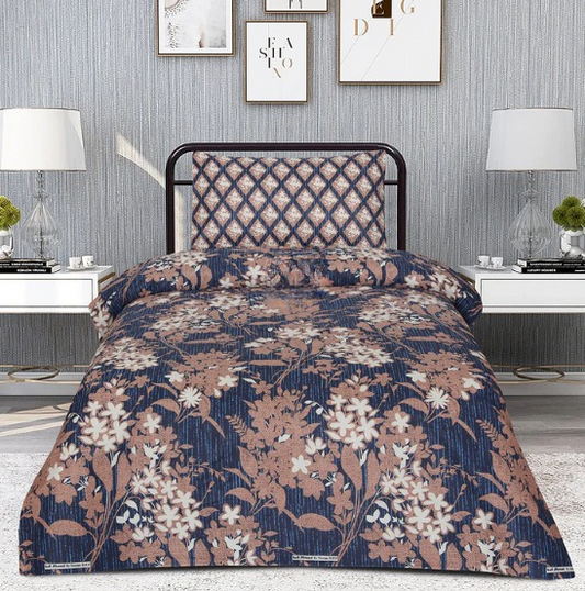 @ Blue Leaves Single Bed Sheet Set