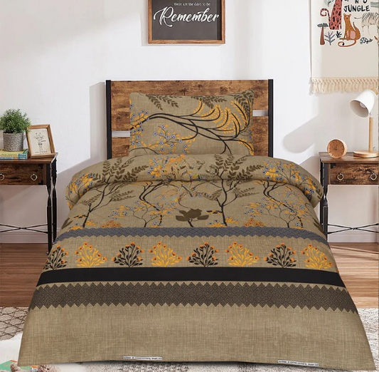 @ Grey Leaves Single Bed Sheet Set