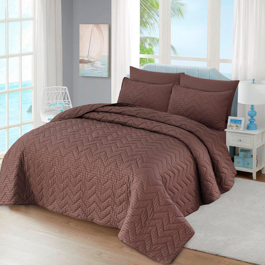 BROWN STRIPE Plain- Summer Bedspread Set (Light Filling)