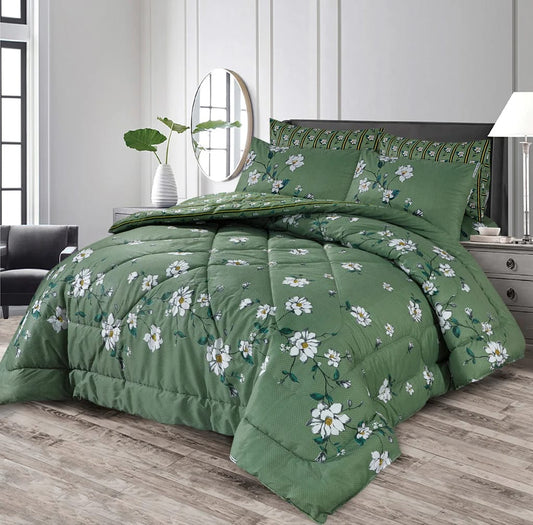 GREENISH - 6PCS WINTER RAZAI/QUILT SET (HEAVY FILLING)