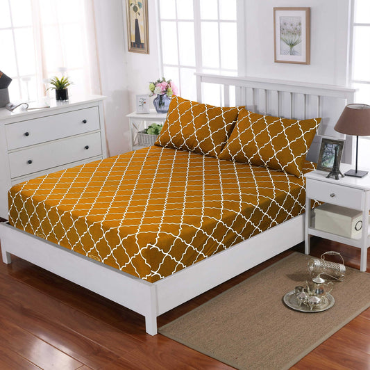 Mustard- 3PCS KING FITTED BEDHSEET