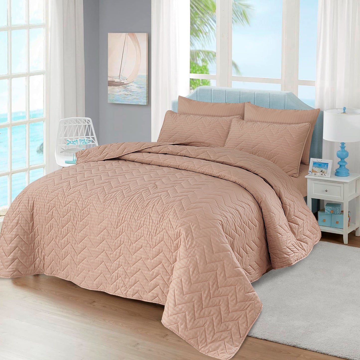 SKIN STRIPE Plain- Summer Bedspread Set (Light Filling)