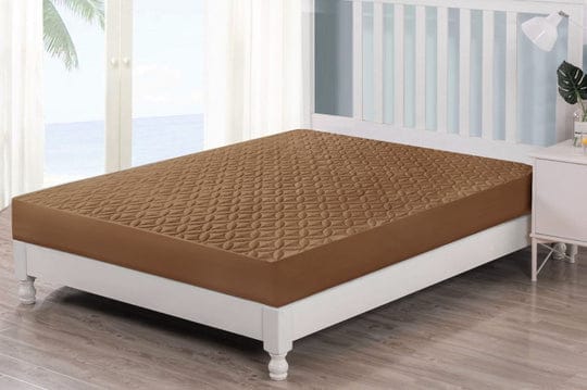 Quilted Waterproof Mattress Protector- Brown