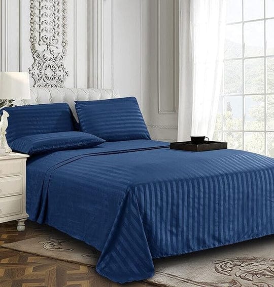 Navy Blue Stripe- Bedsheet Set