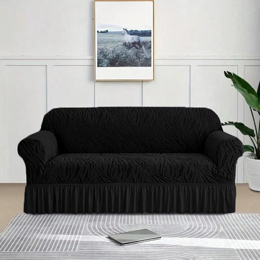 Luxury Zebra Velvet Palachi Sofa Cover - Black