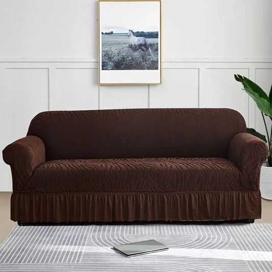 Luxury Zebra Velvet Palachi Sofa Cover - Dark Brown