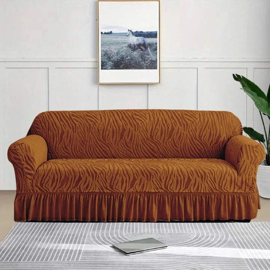 Luxury Zebra Velvet Palachi Sofa Cover - Copper