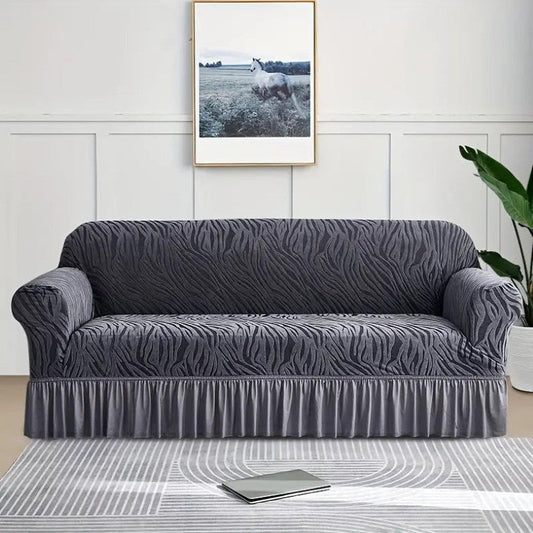 Luxury Zebra Velvet Palachi Sofa Cover - Grey