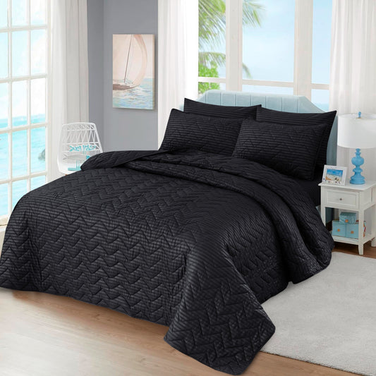 BLACK STRIPE Plain- Summer Bedspread Set (Light Filling)