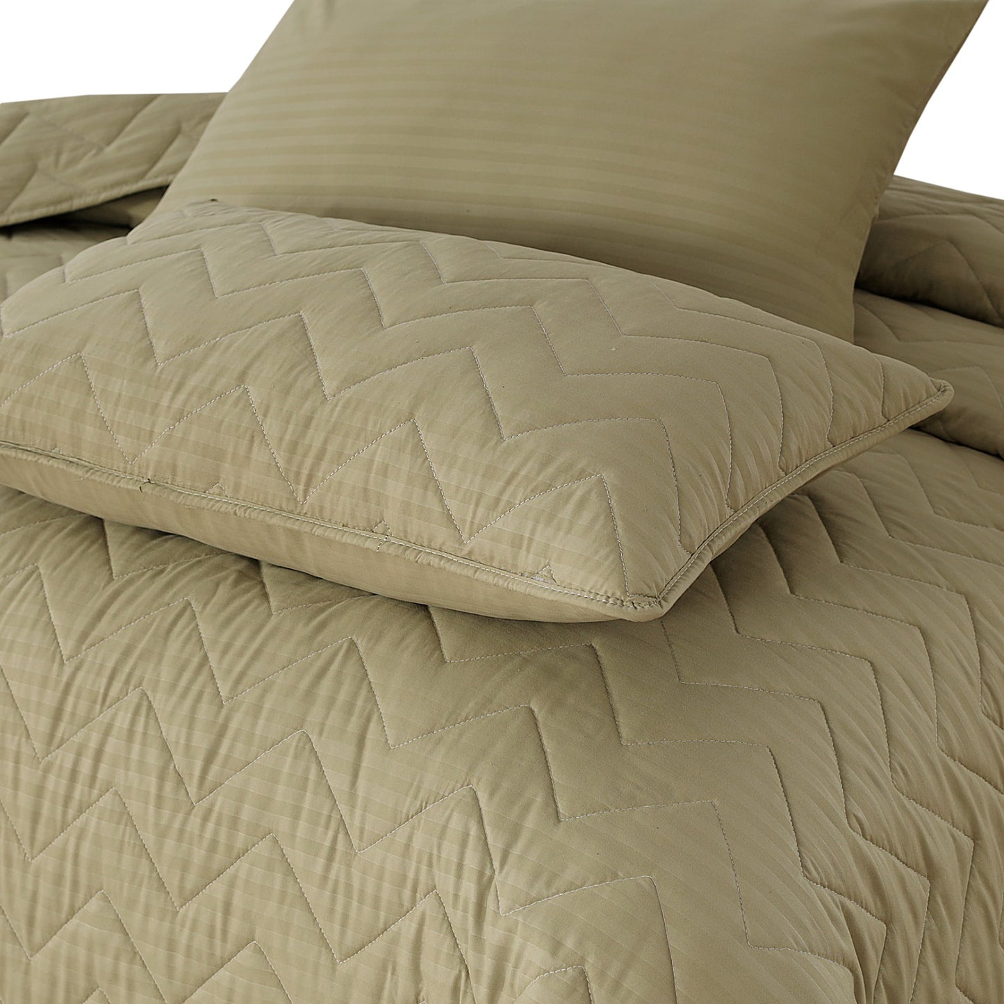 PISTACH STRIPE Plain- Summer Bedspread Set (Light Filling)