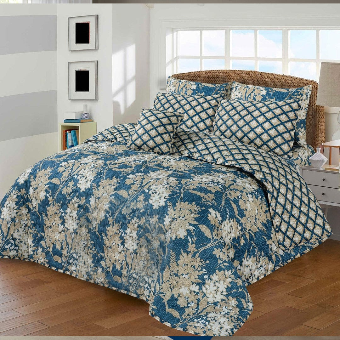 6pcs Summer Comforter Set (Light Filling) - Blue Leaves